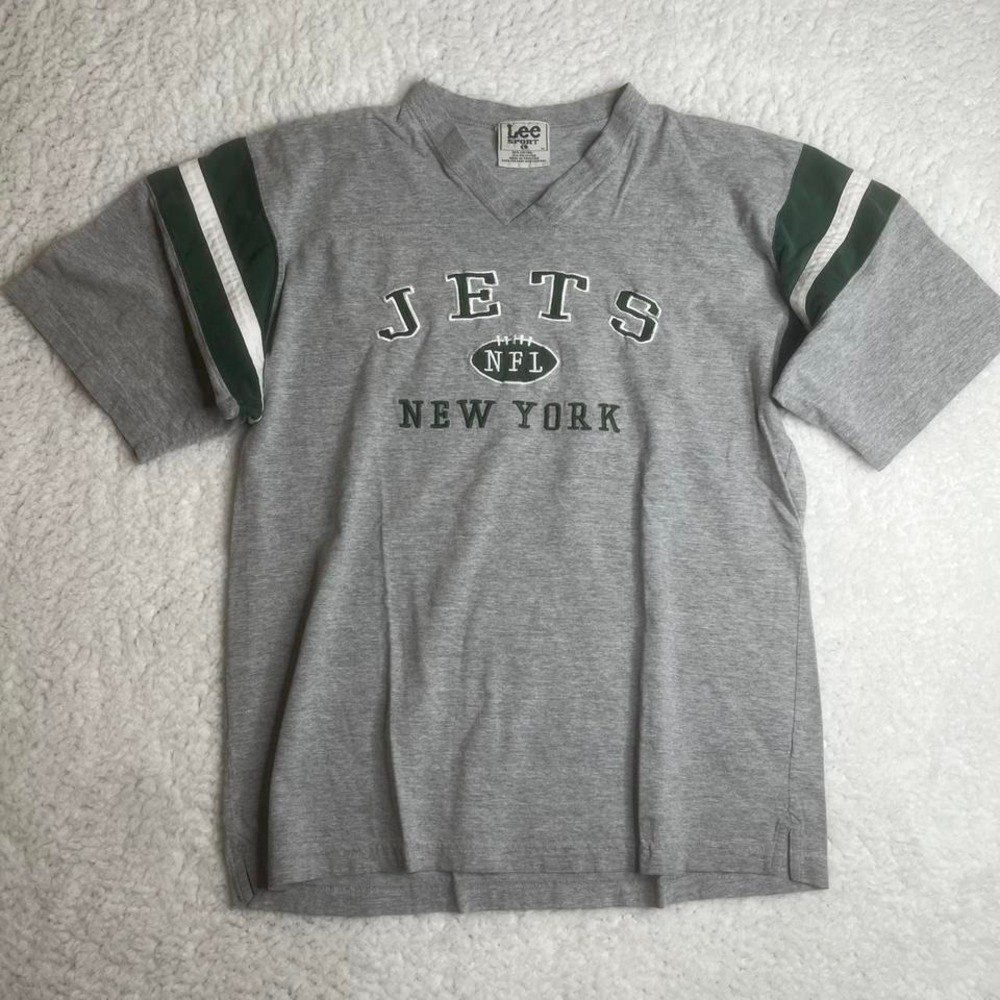 Vintage lee sport New York jets embroidered green tshirt L‎ 90s
